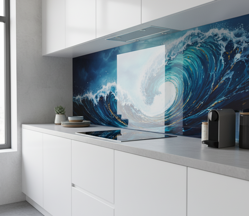 Wave Kitchen Glass Splashbacks: Modern & Artistic Kitchen Panels