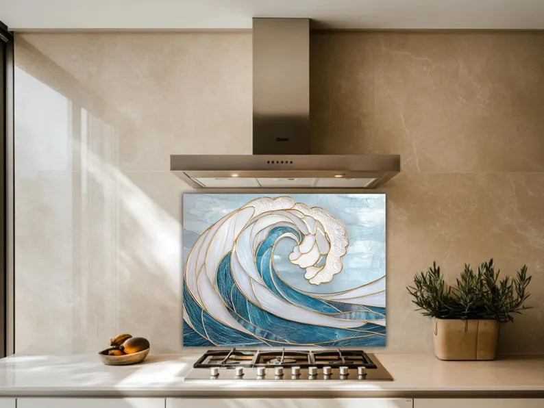 Decorative Tile Look Glass Backsplash Panels | Tempered Kitchen Splashbacks