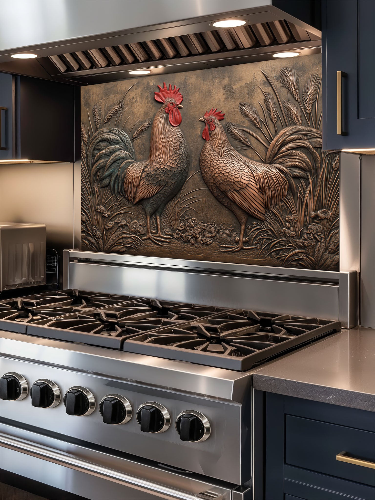 Copper Glass Backsplash - Farmhouse Kitchen Decor | Tempered Glass Panel Stove Protector