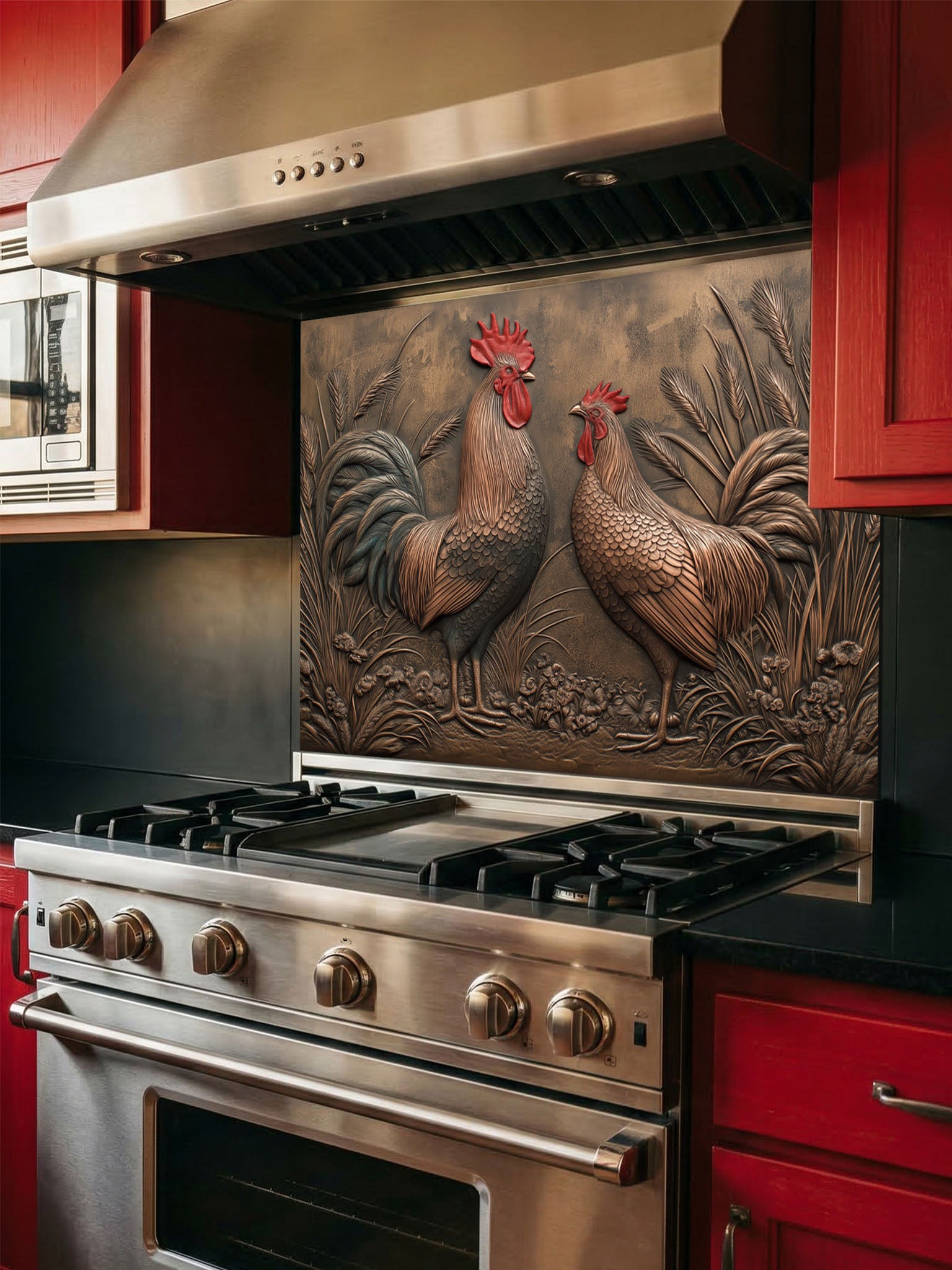 Copper Glass Backsplash - Farmhouse Kitchen Decor | Tempered Glass Panel Stove Protector