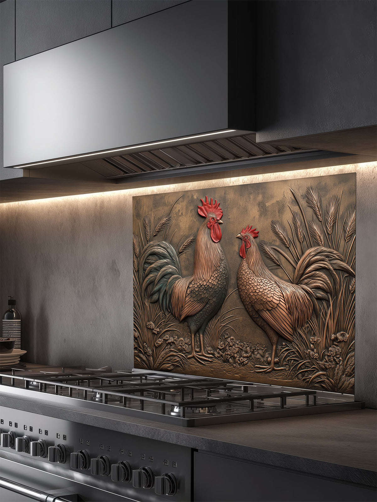 Copper Glass Backsplash - Farmhouse Kitchen Decor | Tempered Glass Panel Stove Protector