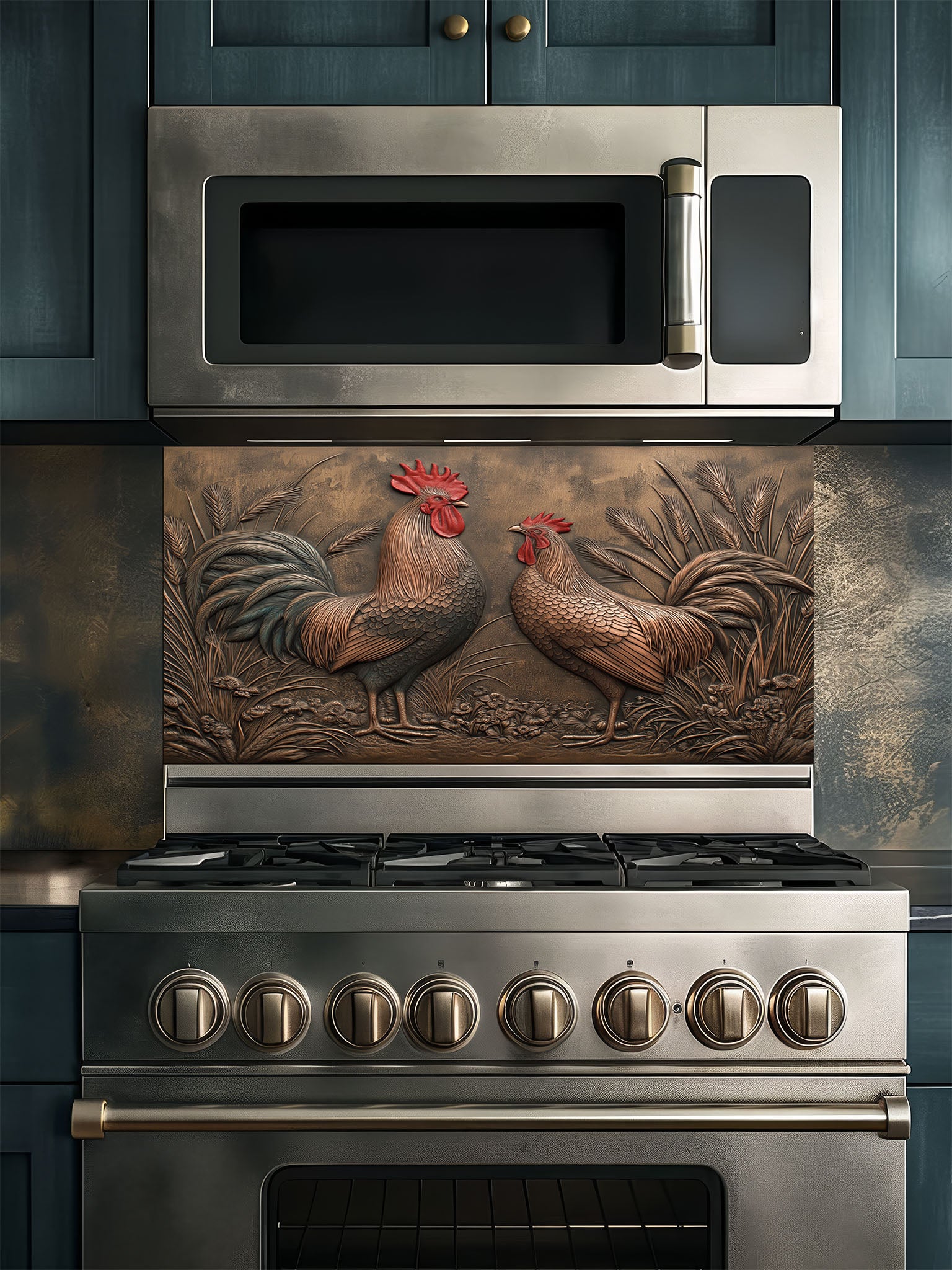 Copper Glass Backsplash - Farmhouse Kitchen Decor | Tempered Glass Panel Stove Protector