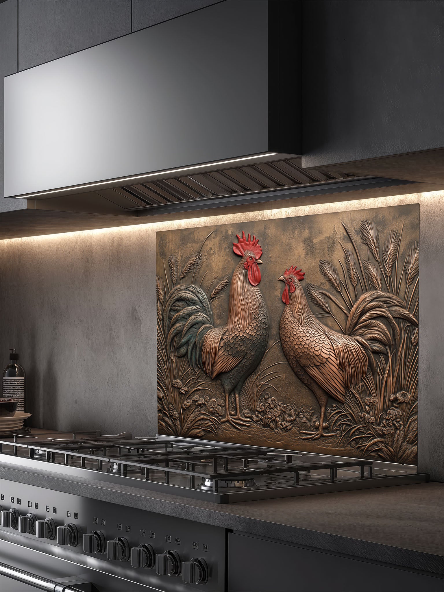 Copper Glass Backsplash - Farmhouse Kitchen Decor | Tempered Glass Panel Stove Protector